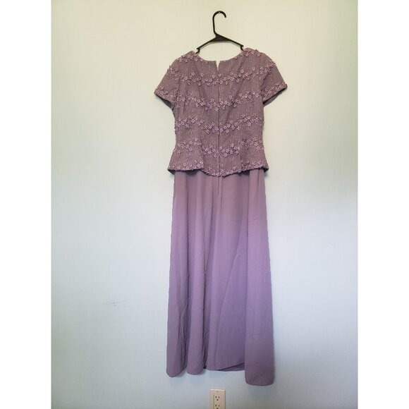 Forever Yours Mother Of The Bride Maxi Dress Womens 8 Short Sleeve Purple Floral - Picture 2 of 6